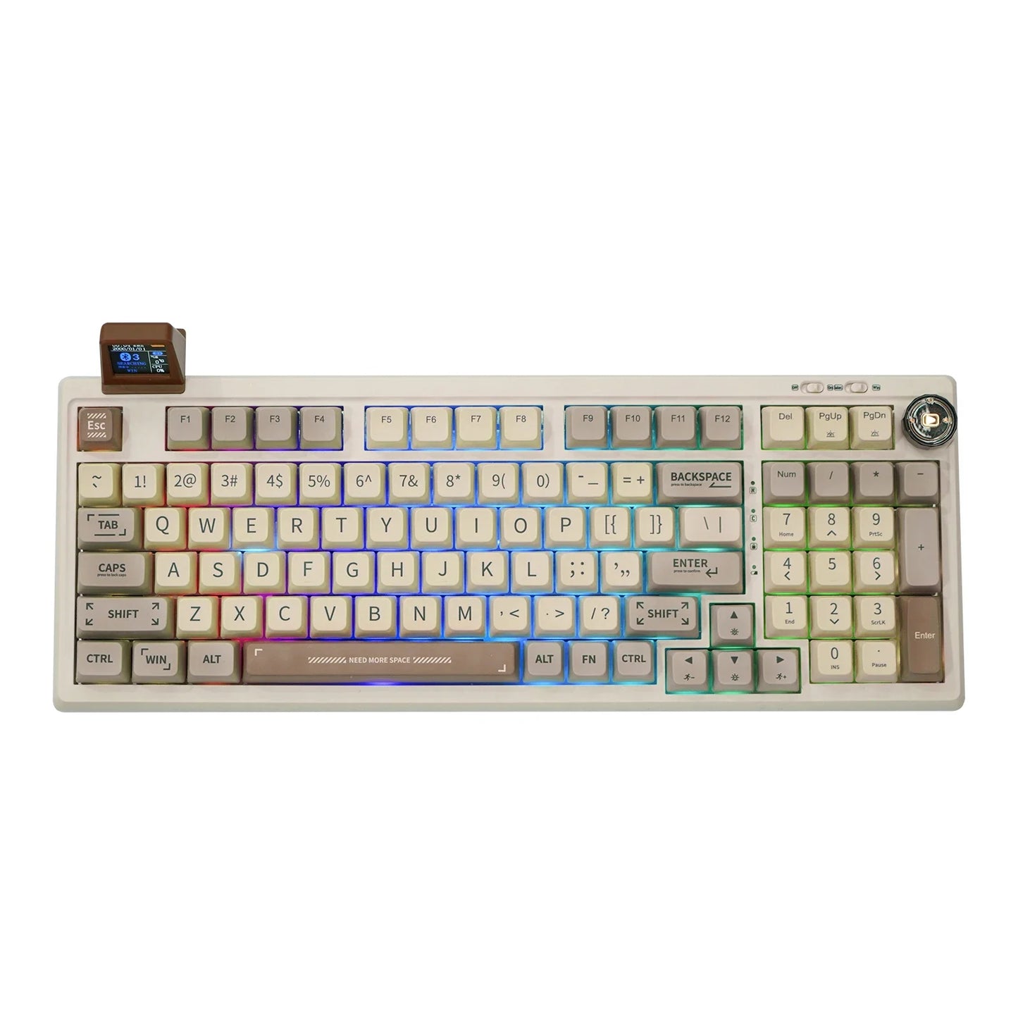 EPOMAKER RT100 95% Gasket-Mounted Wired/Bluetooth/2.4G Wireles Mechanical Keyboard with Multi-media Knob & Mini Display