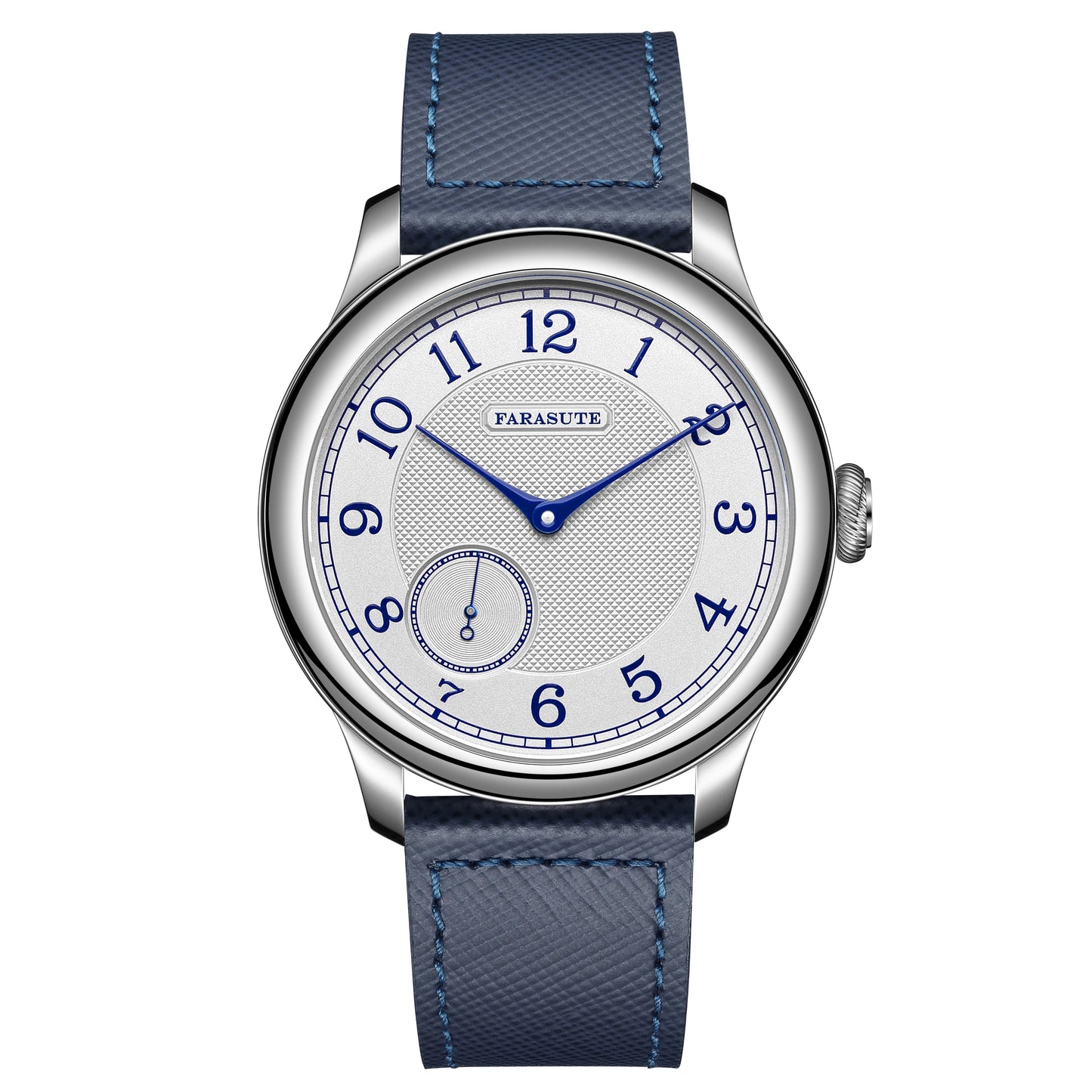 FARASUTE NEW Machinery Herrenuhr mit lachsfarbenem Zifferblatt, ST17 Handaufzug-Mechanikuhr, Kleine Sekunde, Vintage-Bonklip-Armband