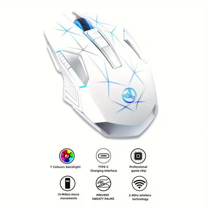 Wireless Gaming Mouse 2.4G Rechargeable Gaming Mouse with RGB Breathing Light, 2400 DPI, 6 Buttons, Instant Response Wireless Mouse for PC, Laptop & Gaming Switch