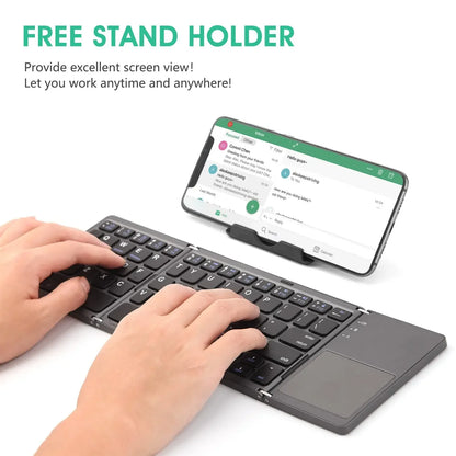 Russian/Spanish/English B033 Mini Foldable keyboard, Wireless Bluetooth Keyboard Recharger with Touchpad for Windows Android IOS