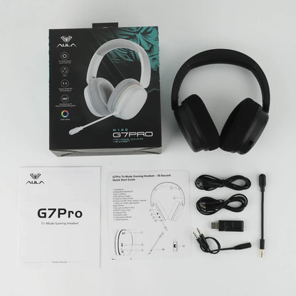 AULA G7 Pro Gaming Headset 7.1 Surround Sound Wireless Bluetooth 5.3 Headphones with Noise Cancelling Mic for PS5/PS4/PC/Switch