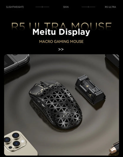ATTACK SHARK R5 Ultra Carbon Fiber Wireless Gaming Mouse, 42g Lightweight Gaming Mouse, PAW3950MAX Sensor, 42000 DPI, 8000Hz, Tri-Mode Connectivity