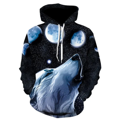 Anime-Sweatshirt mit wildem Wolfskopf, 3D-bedruckter Hoodie für Herren/Damen, modische Harajuku-Kleidung für Kinder und Herren-Mantel