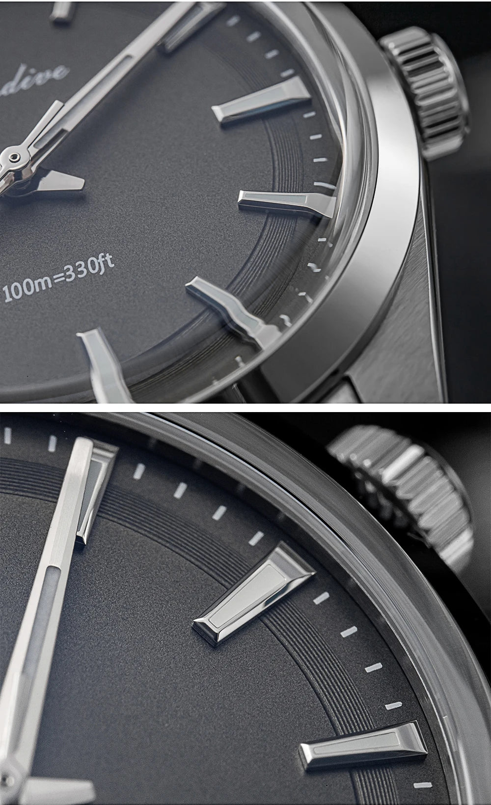 ADDIESDIVE herenhorloge van staal, luxe uitvoering, voorzien van een gewelfd glas, een quartz uurwerk en een blauwe lichtgevende coating BGW9; waterdicht tot 100 ATM, analoge weergave – Model AD2066