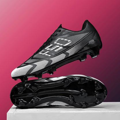 Lightweight AG /FG Soccer cleats PU Fabric Sweat Absorbent Upper TPU Non-slip Sole Durable Boys Girls Football Training