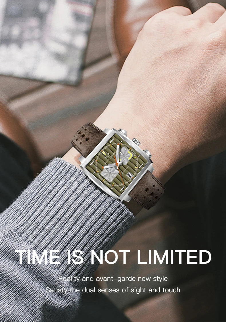 Specht&Sohne New Arrivals Japan VK64 Chronograph Men Quartz Watch 316L Stainless Steel Leather Strap Luminous Waterproof 30M