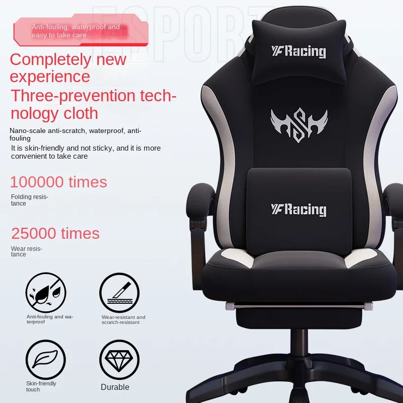 Ergonomic Gaming Chair with Latex Seat Cushion, Adjustable Backrest, Computer Office Chair, Racing Style Gamer Chair with Armrests