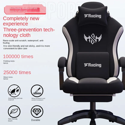 Ergonomic Gaming Chair with Latex Seat Cushion, Adjustable Backrest, Computer Office Chair, Racing Style Gamer Chair with Armrests