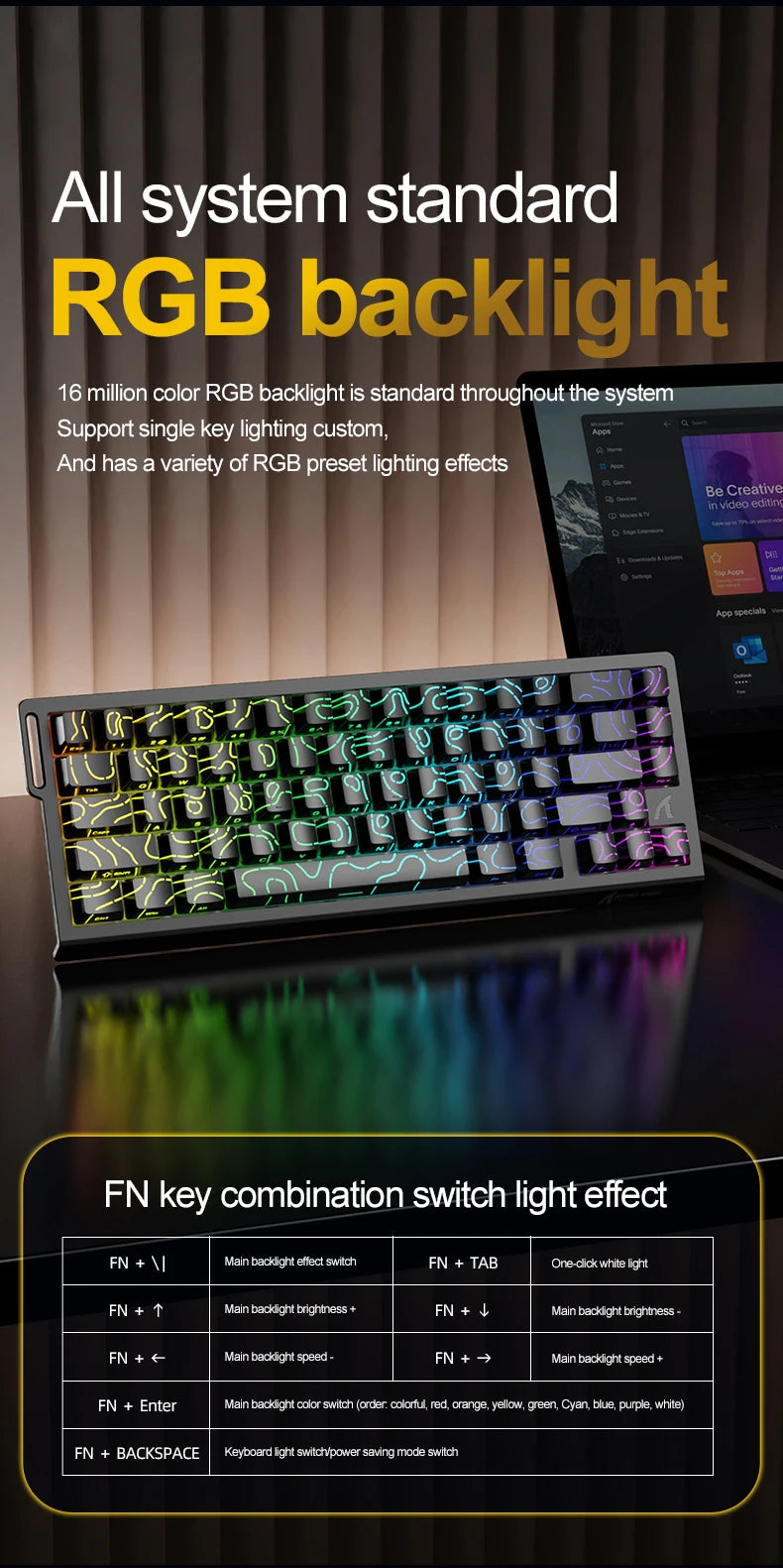ATTACK SHARK X68HE Magnetic Mechanical Keyboard, 8000Hz Rapid Trigger Gaming Keyboard with Hall Effect Magnetic Switches, SOCD, 0.01mm RT, Wired RGB Keyboard