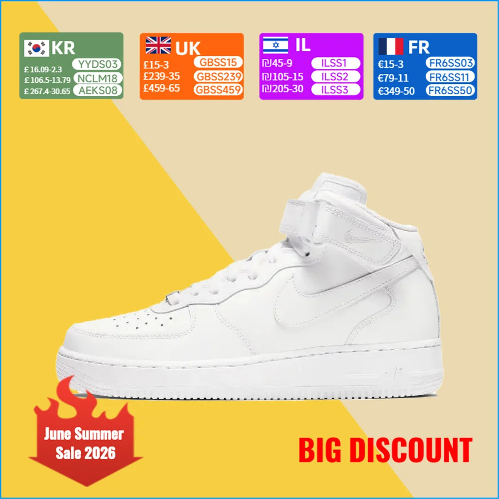 Zapatillas unisex Nike Air Force 1 Mid: sujeción clásica en el tobillo y comodidad acolchada para un uso versátil durante todo el día DD9625-100