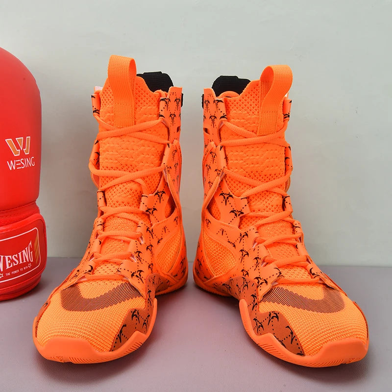 Zapatillas de lucha para hombre superguays, zapatillas altas de combate para hombre, botas de boxeo profesionales para hombre, zapatillas de lucha de interior para hombre