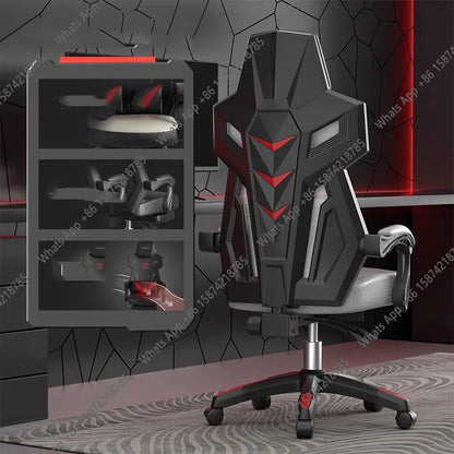 Ergonomic Office Chair with Back Support Design, Adjustable Height Gaming Chair, Reclining Swivel Computer Chair with Armrests & Footrest
