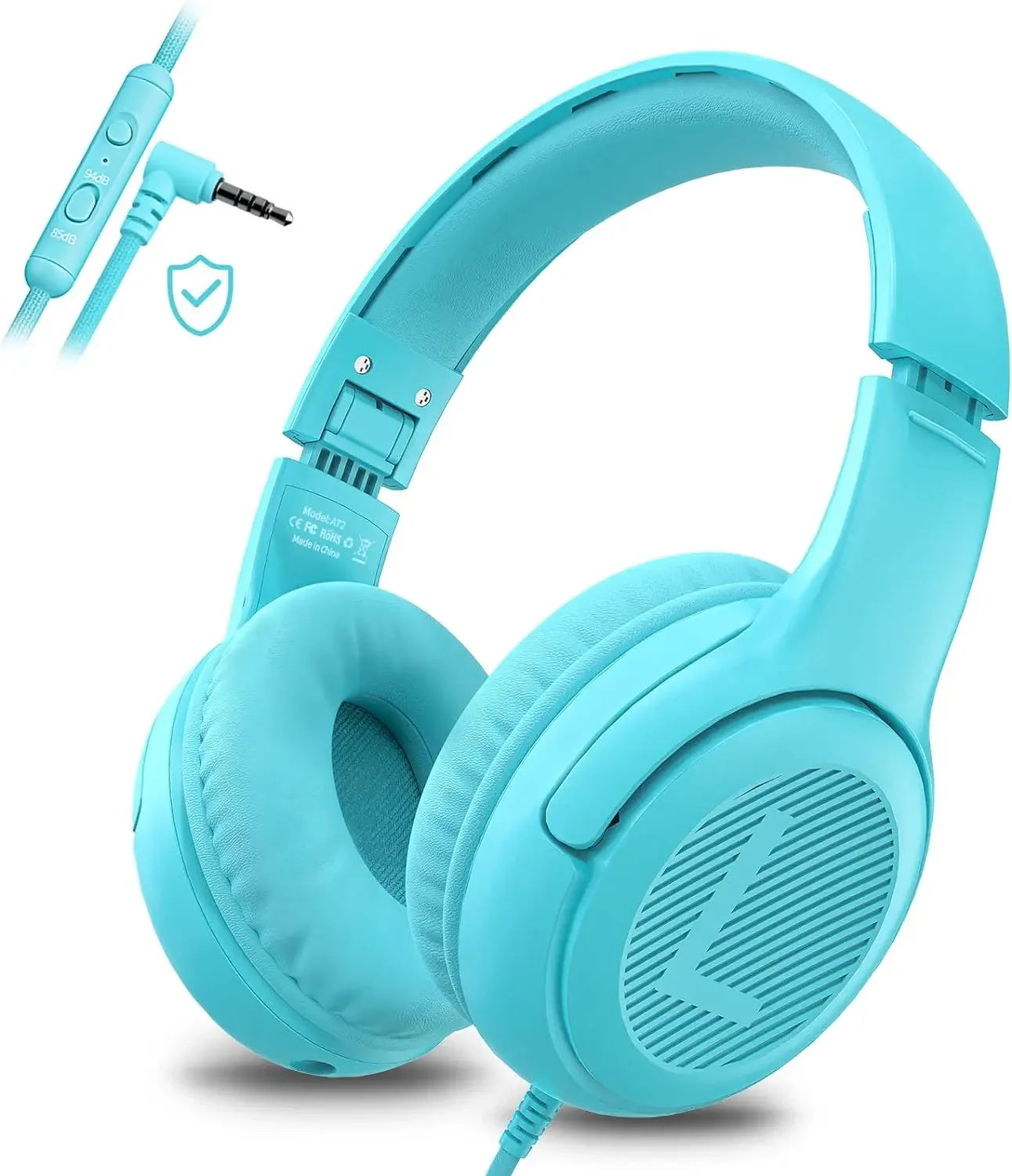 Awatrue Kids Headphones with Microphone, Safe Volume Limited Wired Kids Headphones for School, Toddler & Children, Comfortable Stereo Headset for Learning, Travel & Gaming