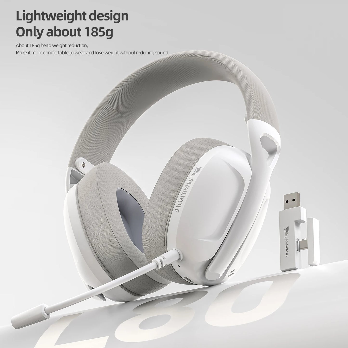 SMAILWOLF L80 Wireless Gaming Headset Bluetooth 5.0 & 2.4GHz Triple-Mode Gaming Headphones with Microphone for PC, Laptop, PS5 & Mobile