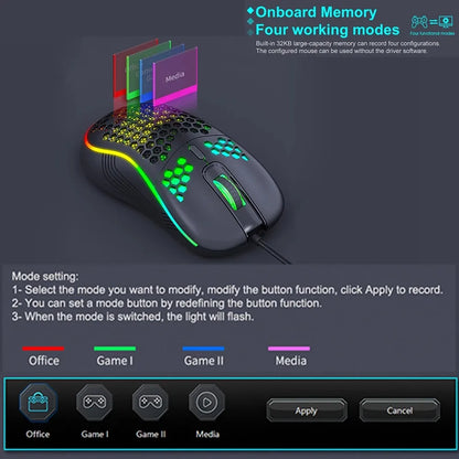 VAORLO USB Wired Gaming Mouse 7200DPI Adjustable Optical Gaming Mouse with RGB Lighting, Ergonomic Mechanical Gaming Mouse for PC, Laptop & Office