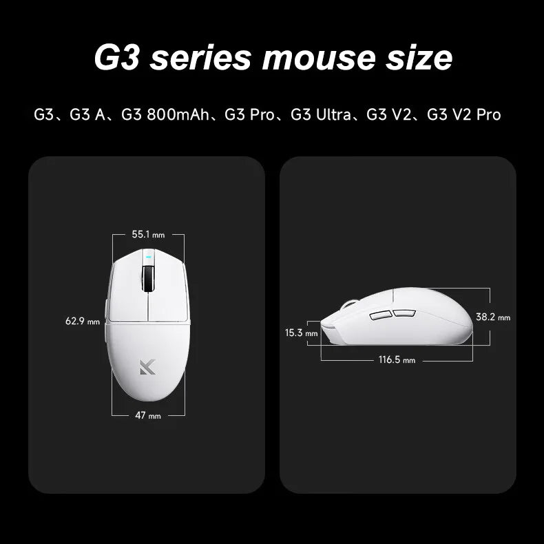 MCHOSE G3 V2 Pro Wireless Gaming Mouse PAW3395, Ultra-Lightweight Tri-Mode Bluetooth Gaming Mouse for Esports, Office & Professional Gaming