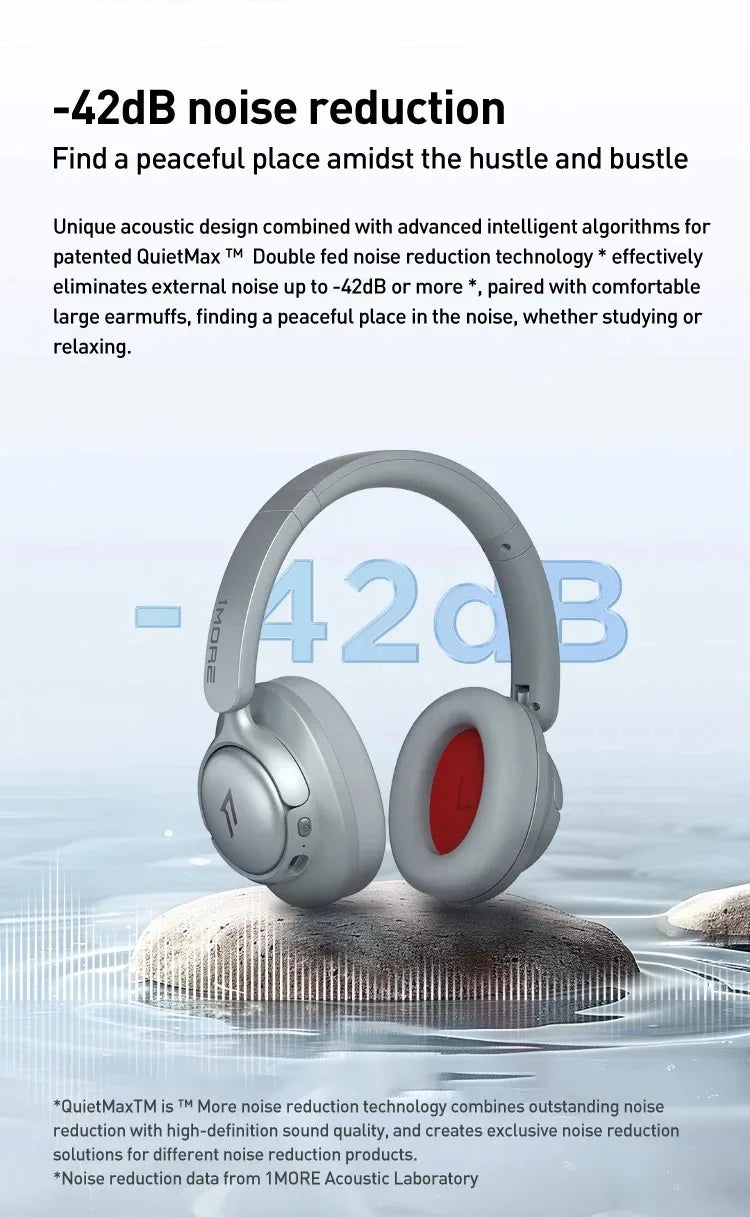 1MORE SonoFlow S Wireless Headphones with 42dB ANC, Hi-Res LDAC Audio, Bluetooth Noise Cancelling Headphones, 90H Playtime