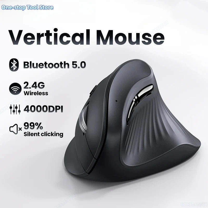 Draadloze muis Bluetooth 5.0 2.4G ergonomisch 4000DPI 6 stille knoppen voor MacBook, tablet, laptops, computer en pc