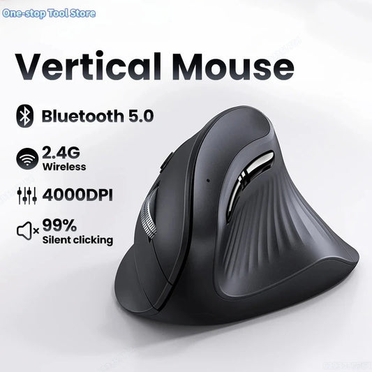 Ασύρματο ποντίκι Bluetooth 5.0 2.4G, εργονομικό, 4000DPI, με 6 αθόρυβα κουμπιά για MacBook, tablet, laptop, υπολογιστή και PC