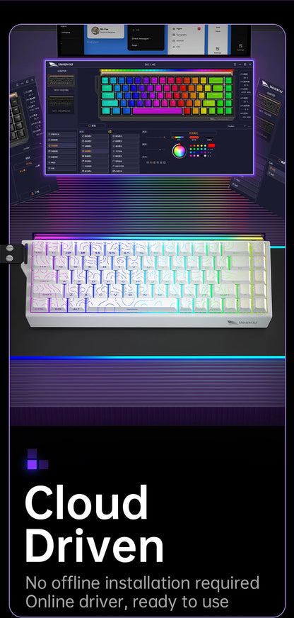 SMAILWOLF SK11 68HE Magnetic Switch Mechanical Keyboard, 68% Wired Gaming Keyboard with Rapid Trigger, 8K Polling Rate, 0.01mm Adjustable Actuation for Esports & PC