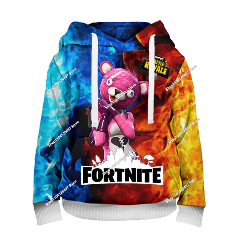Sweatshirts com capuz para rapaz e rapariga Fortnite, pullover infantil com impressão 3D, sweatshirts com capuz Battle Royale para homem, moda de outono, roupa infantil
