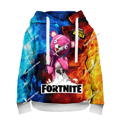 Sweatshirts com capuz para rapaz e rapariga Fortnite, pullover infantil com impressão 3D, sweatshirts com capuz Battle Royale para homem, moda de outono, roupa infantil