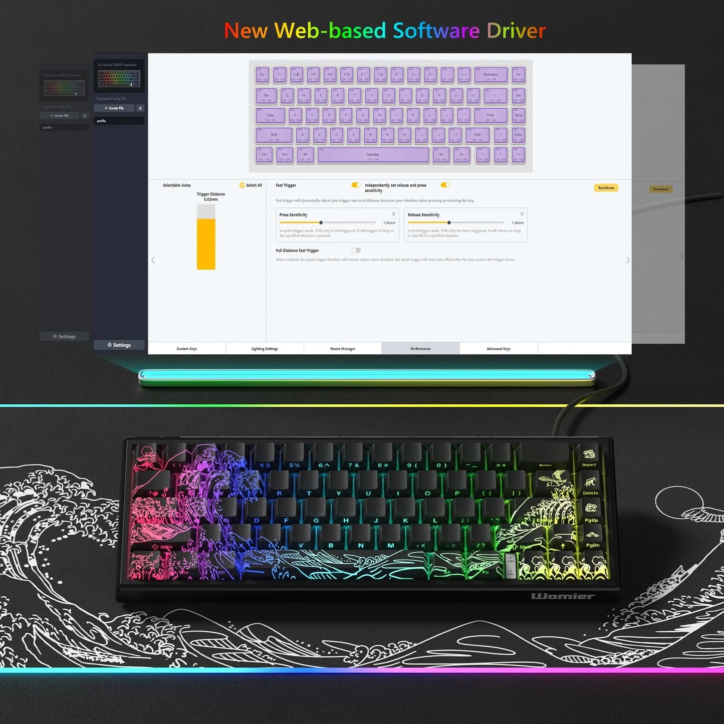 Womier M68 HE Rapid Trigger Keyboard Hall Effect Gamer Keyboard Wired RGB Custom Mechanical Keyboard with Magnetic Switch for PC