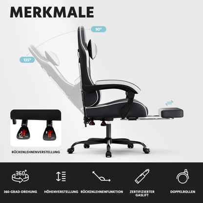 Ergonomic Gaming Chair Office Chair with Breathable Fabric, 360° Swivel Desk Chair, Adjustable Height Computer Chair with Lumbar Support