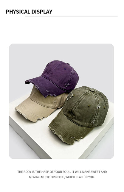 Cappellini da baseball unisex con visiera a tacca, in tessuto a tinta unita, traspiranti, stile "broken", con visiera per proteggersi dal sole, casual, versatili, effetto consumato, alla moda