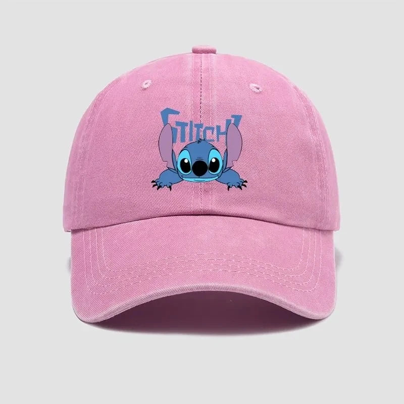 Stitch Casual Hat Kawaii Cartoon Anime Figure Baseball Caps Breathable Snapback Sun Hats Adjustable Peaked Cap Unisex Kids Gifts