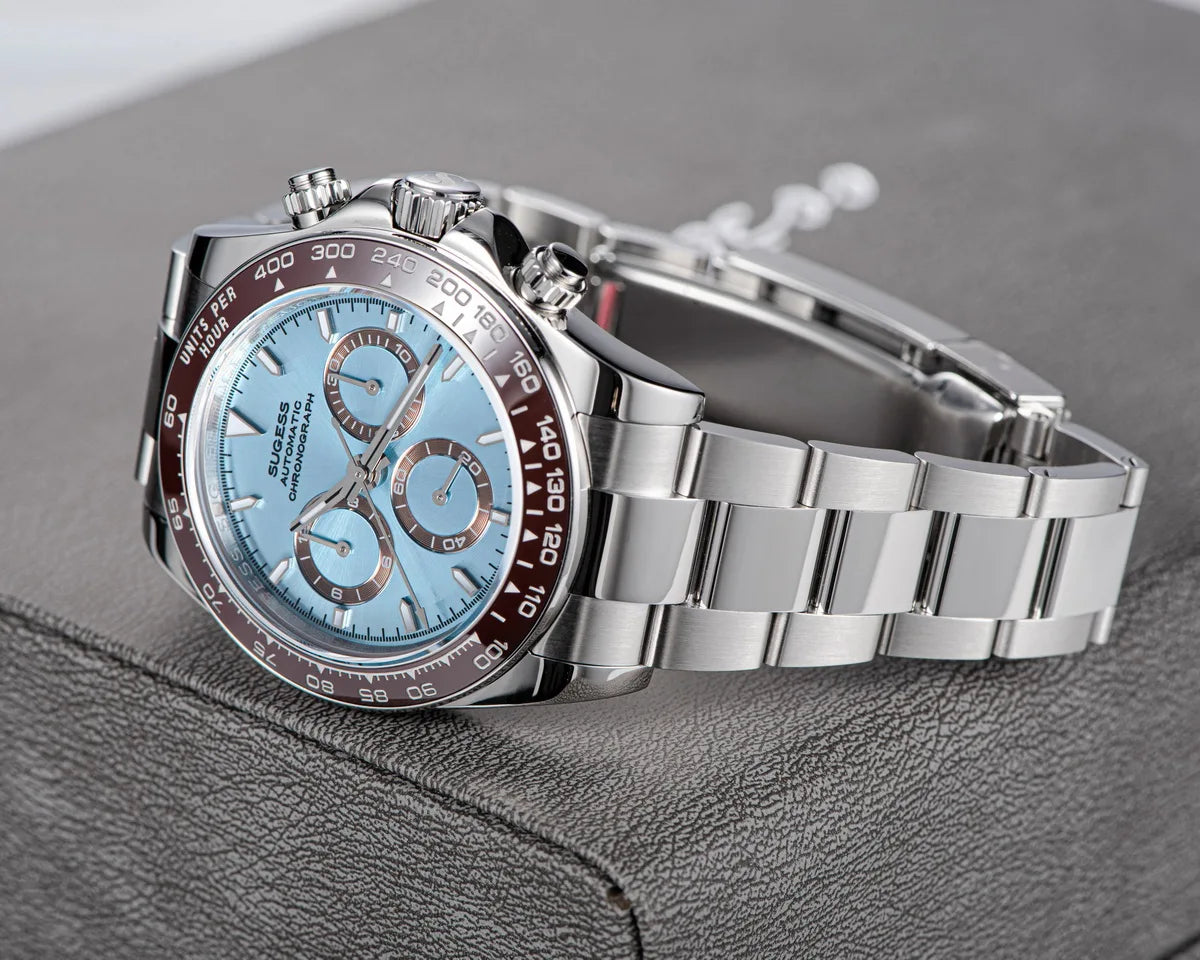 Sugess Diving Mens Watch Panda Automatic Mechanical Chronograph Peacock SL4801 Movement Wristwatch Waterproof Ceramic Bezel New