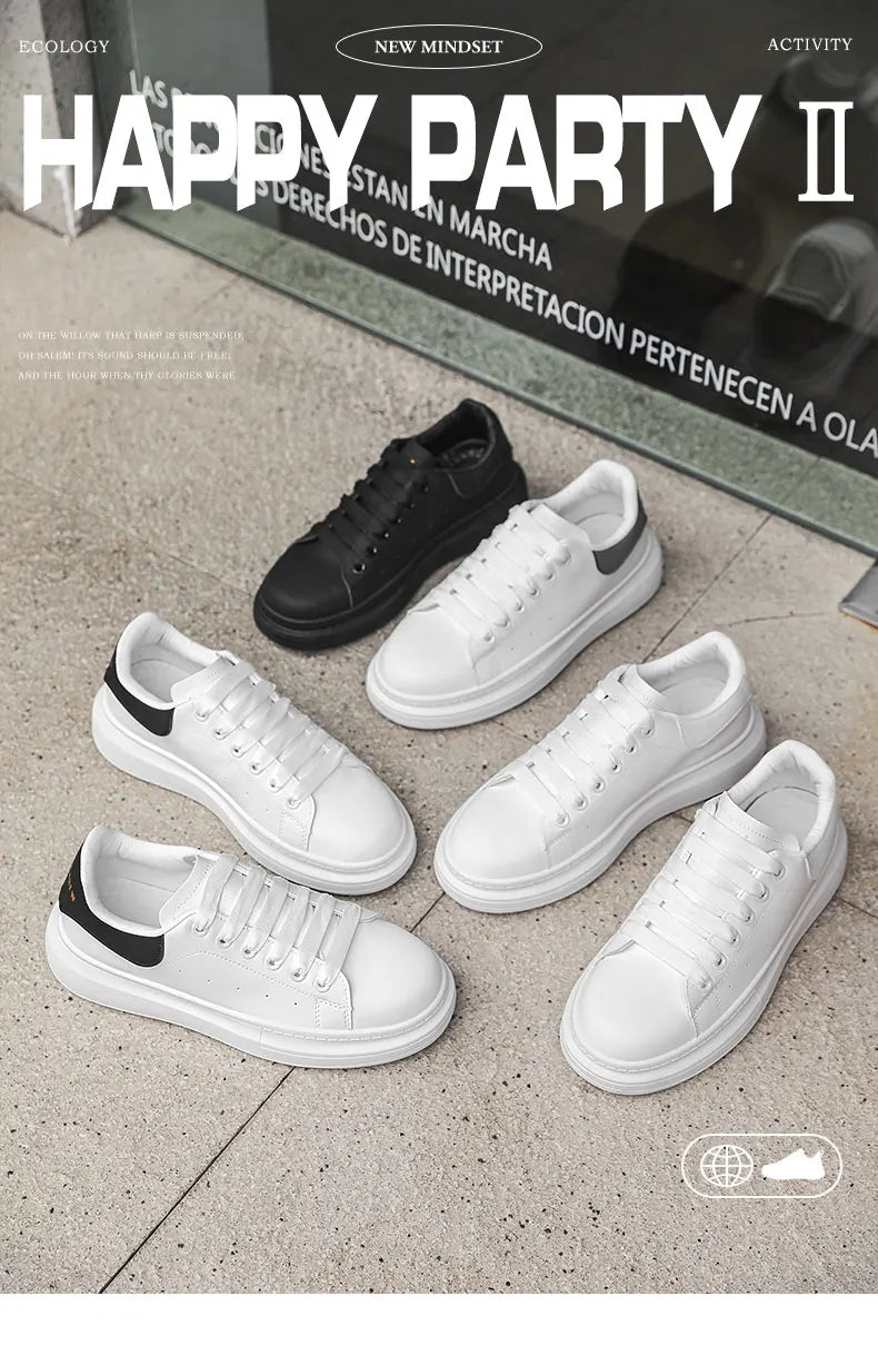 White Minimalist Sneakers For Men Comfy Leather Casual Sneakers Man Platform Skateboard Shoes Outdoor Low-cut Men's Sports Shoes