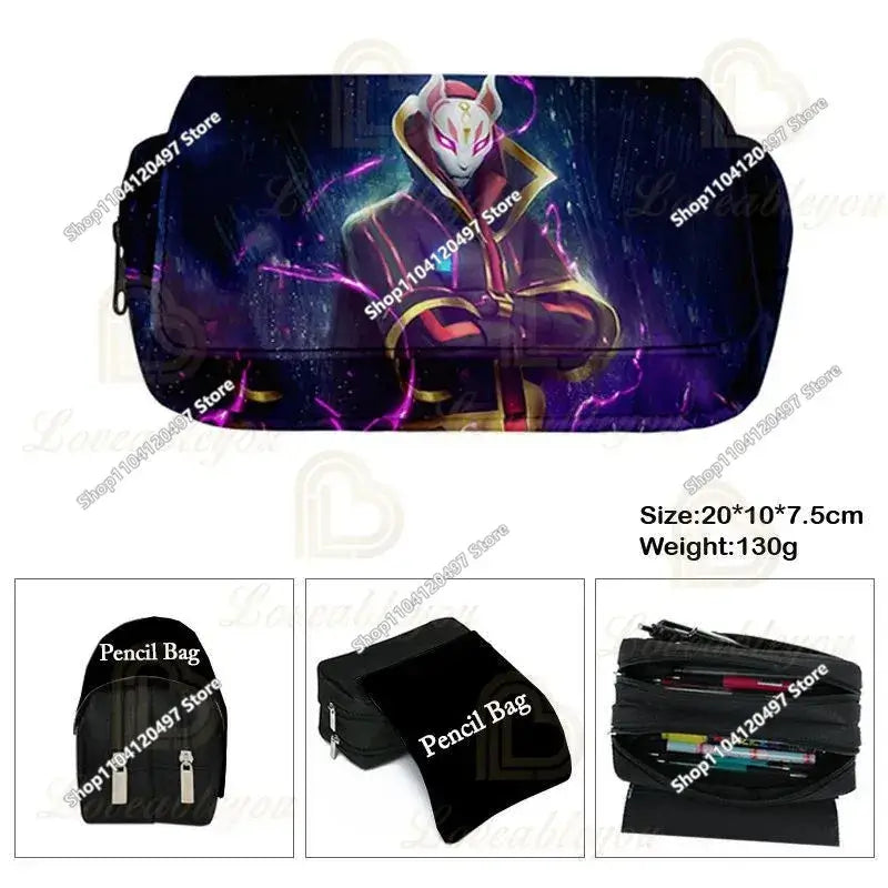 Victory Royale Student Boys Girls Fortnite Capacity Pencil Stationery Case Peely Llama Hero Children's Pen Box Kids Teen Bags