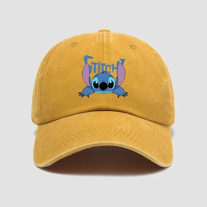 Stitch Casual Hat Kawaii Cartoon Anime Figure Baseball Caps Breathable Snapback Sun Hats Adjustable Peaked Cap Unisex Kids Gifts