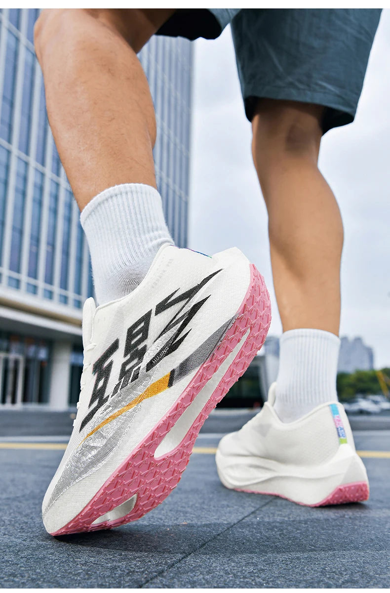 Chaussures de course pour homme, sportives, semelle en carbone, spécialisées, respirantes, légères, pour femme, confortables, athlétiques, antidérapantes, pour marathon