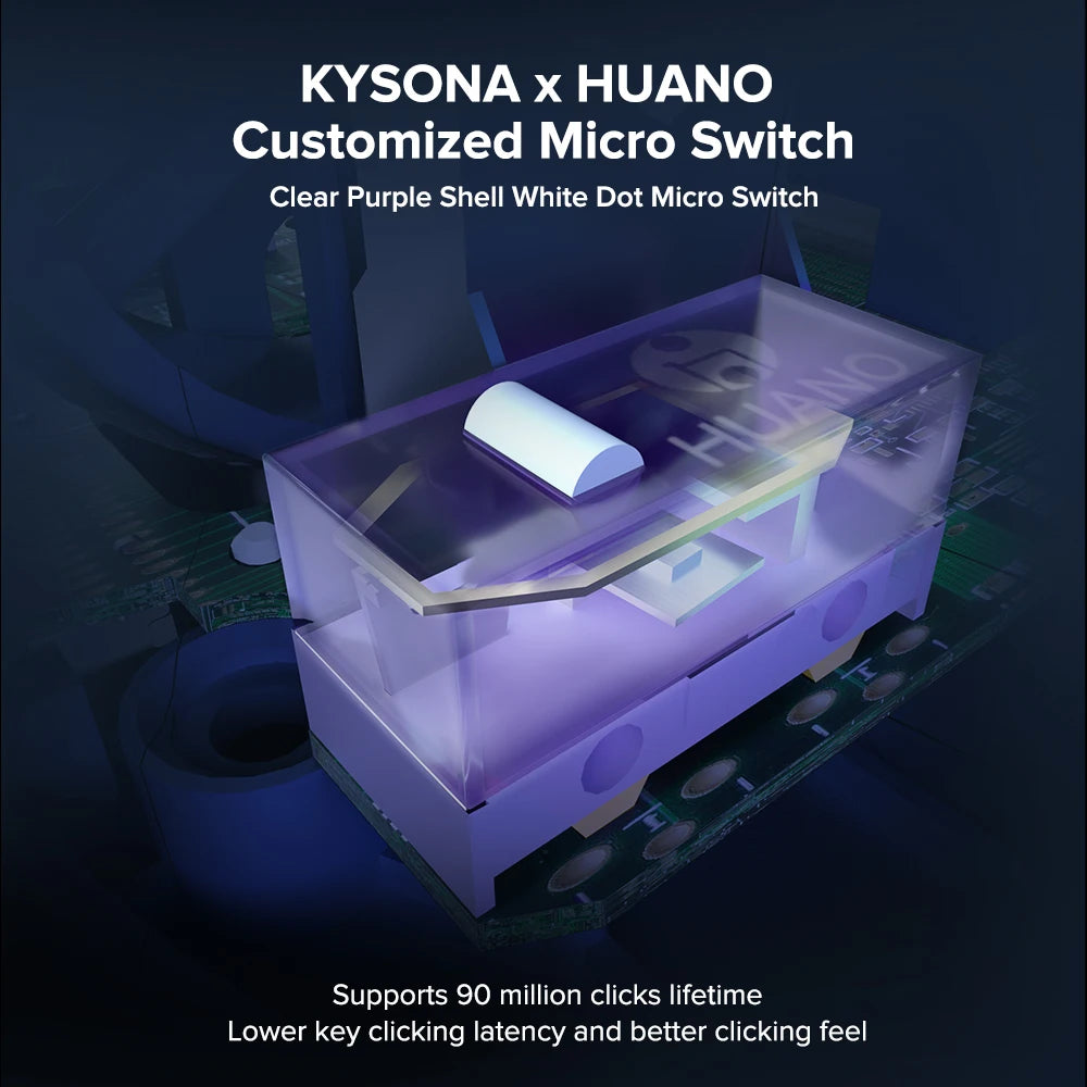 KYSONA M617 Wireless Gaming Mouse Tri-Mode Bluetooth 2.4G & Wired, PAW3395 Sensor, 26K DPI, 8000Hz Polling Rate, 59g Lightweight Rechargeable Gaming Mouse