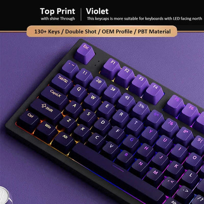 133+ Tasten OEM-Profil Gradient-Keycaps für mechanische Gaming-Tastatur mit Cherry MX Switch, PBT, hintergrundbeleuchtet, RGB-Keycap, ISO-Layout Keycaps