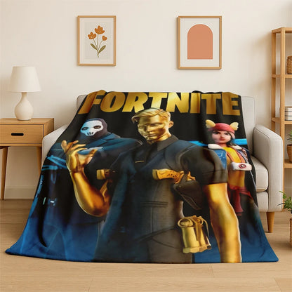 Mekana i topla flanelska deka s motivom Cartoon F-Fortnite Game Gamer, prekrivač za spavaću sobu, dnevni boravak, krevet, putovanja, kampiranje, piknik i poklon