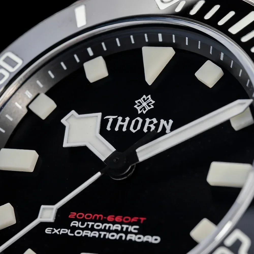 THORN 39mm Titanium Watch Men Homage Vintage PT5000 Movement Automatic Sapphire Crystal C3 Super Luminous 200M Waterproof Watch