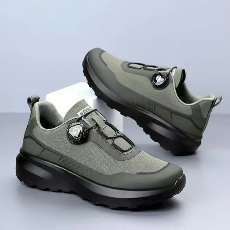 Zapatillas deportivas nuevas para hombre con botón giratorio, de plataforma, para conducir, para caminar, para actividades al aire libre, resistentes al desgaste, para correr y para deporte, talla grande