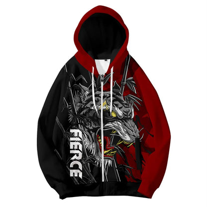 3D print majice s kapuljačom za Kinesku novu godinu za muškarce i djecu, modni dragon grafički sweatshirts, cool streetwear hoody top