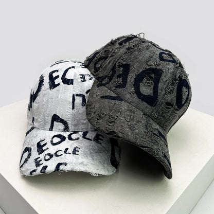 New Unisex American Vintage Letter Personal Baseball Hats Breathable Broken Style Sunshade Peaked Caps Versatile Fashion Street