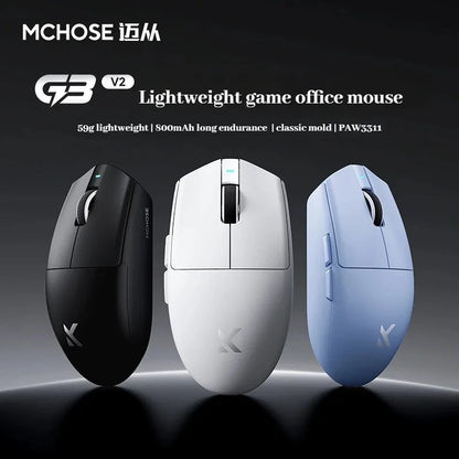 MCHOSE G3 V2 Pro Wireless Gaming Mouse PAW3395, Ultra-Lightweight Tri-Mode Bluetooth Gaming Mouse for Esports, Office & Professional Gaming