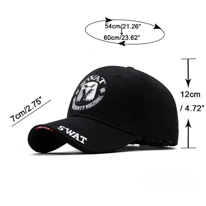 SWAT Eagle Baseball Cap Men's Embroidered Eagle Pattern Adjustable Peaked Caps Outdoor Visor Hat Tactical Hat Military Cap