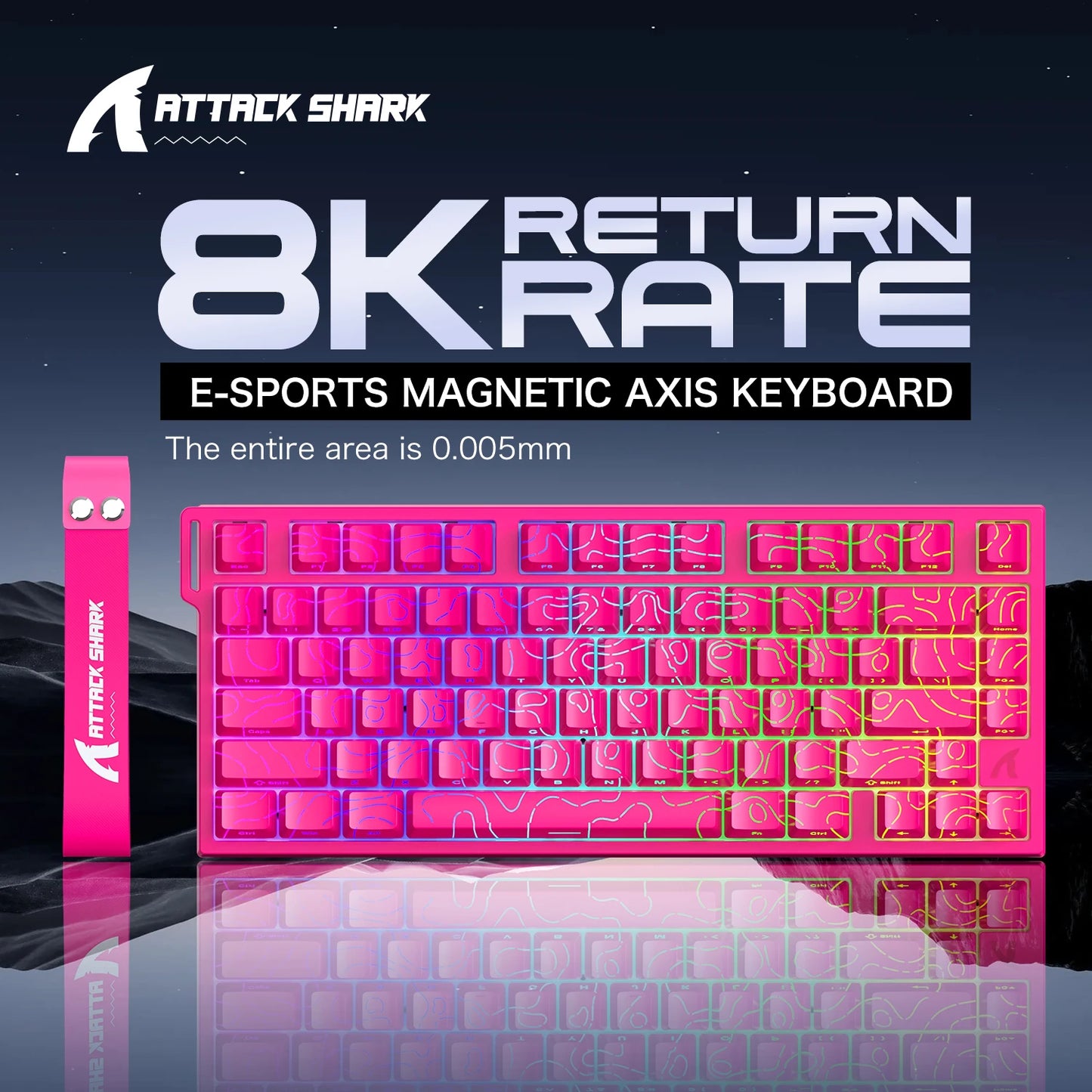 ATTACK SHARK R82 HE Magnetic Keyboard Gaming 8000Hz Rapid Trigger Wired ProGamer 75% Keyboard,0.005mm RT Accuracy,0.08ms Latency