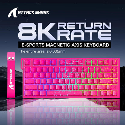 ATTACK SHARK R82 HE Magnetic Keyboard Gaming 8000Hz Rapid Trigger Wired ProGamer 75% Keyboard,0.005mm RT Accuracy,0.08ms Latency