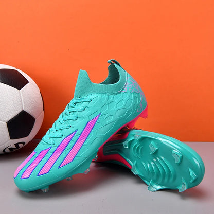 Scarpe da calcio professionali da uomo alla caviglia per erba, unisex, con tacchetti lunghi FG, scarpe da calcio Chuteira Society