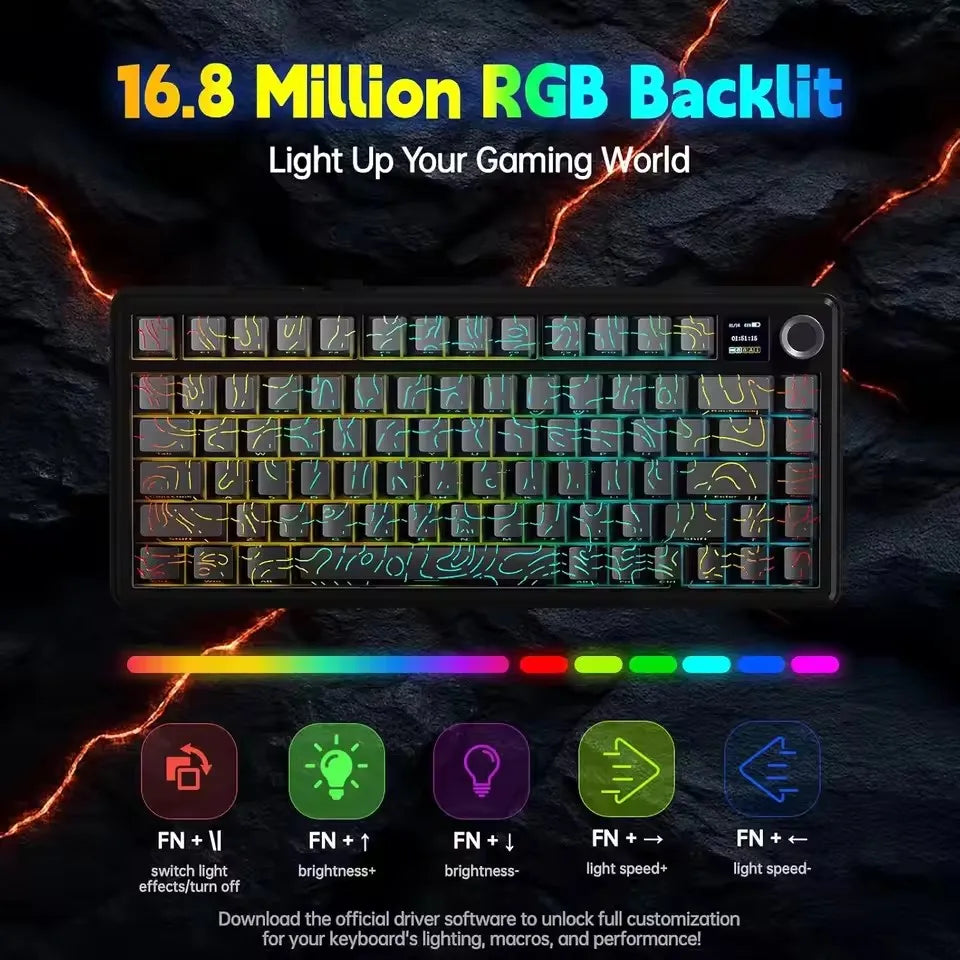 AULA F75/F75 MAX Gaming Mechanical Keyboard 2.4G Wireless/BT/Wired Keyboard 75% 81 Key Hot-Swap RGB Contour Line Office Keyboard