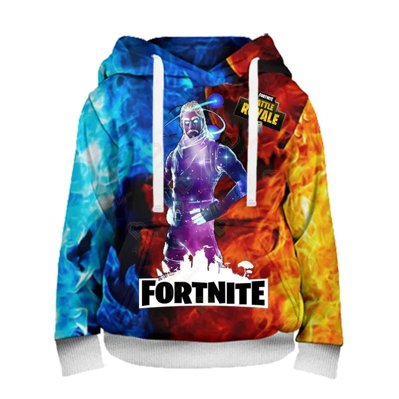 Sweatshirt com capuz Fortnite para homem, estampado 3D, moda Battle Game, para rapazes e raparigas, estilo hip hop, casaco casual masculino