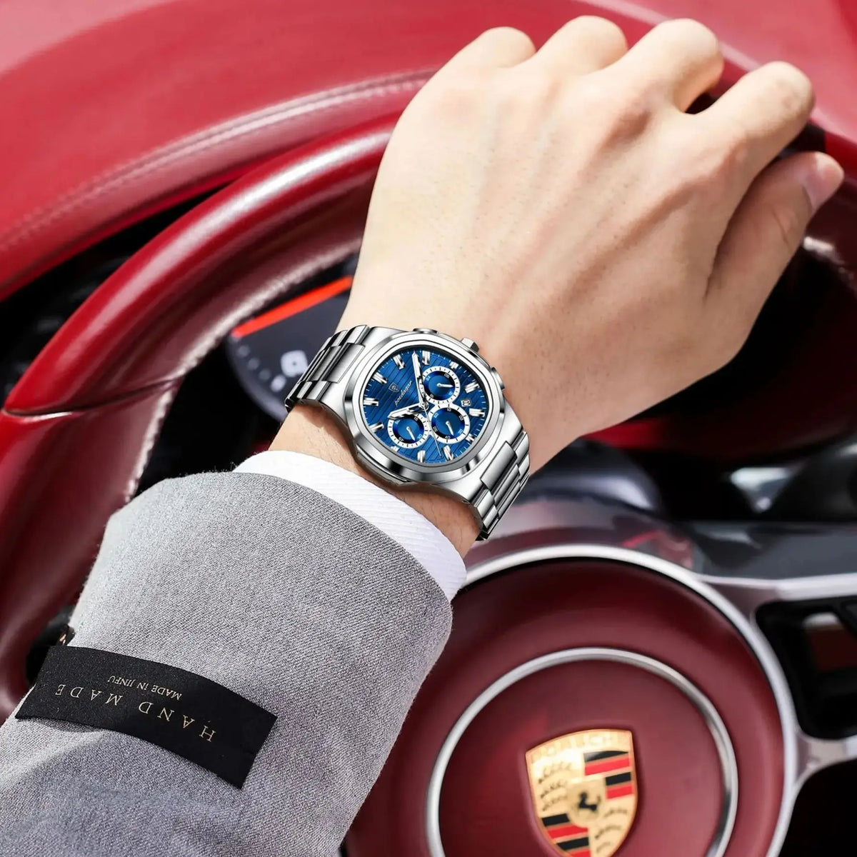 Montre-bracelet homme d'affaires POEDAGAR, chronographe avec date, étanche et lumineuse, de luxe, en acier inoxydable et à quartz.